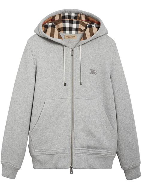 Burberry Hooded Sweatshirt With Tartan Pattern Detail In Gray For Men