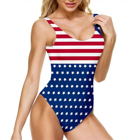 Kalistore Womens Bikini Swimsuits July 4th Independence Day American Flag Stars Womens One