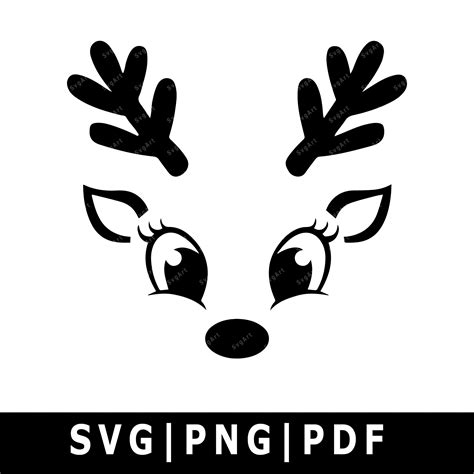 Reindeer Face Svg Png Pdf Cricut Silhouette Cricut Svg Etsy