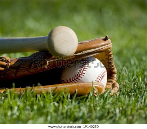 Baseball Field Leather Baseball Glove Ball Stock Photo 19140250