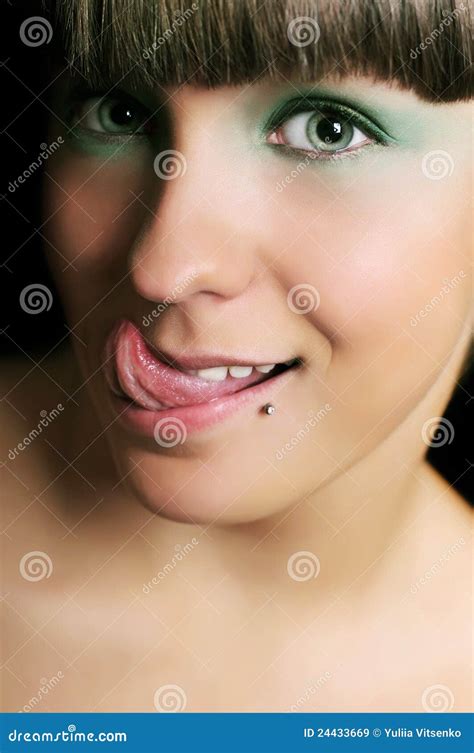 Funny Expressive Teen Girl Sticking Out Tongue Stock Image