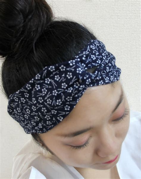 Japanese Fabric Floral Print Adult Headband Woman Japanese