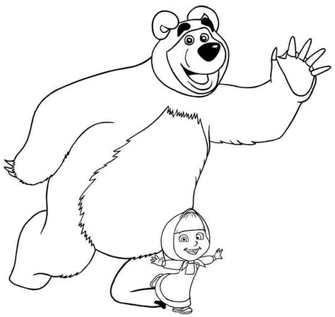 Masha And Bear Printable Coloring Page
