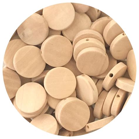 Natural Wood Flat Disc Beads 20mm 205080pack Aj Craft Supplies