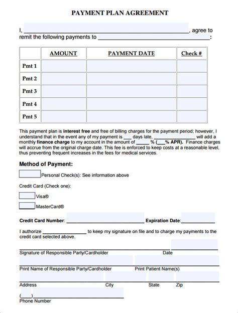 Printable Payment Plan Agreement Template Printable Templates