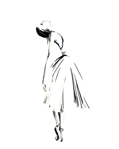 Art Print Of Ballerina Minimalist Ink Drawing Ballet Wall Art Ballerina Drawing Black And