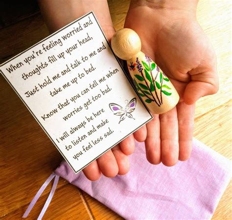 Worry Peg Doll And Poem Set Wooden Hand Painted Montessori Etsy Uk