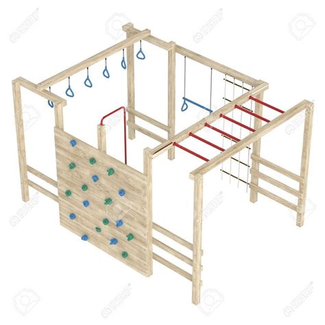 With another adult, move climbing wall into place. Wooden jungle gym or climbing frame with handholds, footholds.. | Backyard for kids, Jungle gym ...