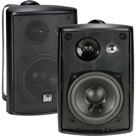 Dual Lu43pb 100 Watt 3 Way Indooroutdoor Speakers In Black Pair