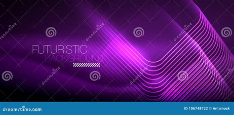 Neon Glowing Techno Lines Stock Vector Illustration Of Banner 106748722