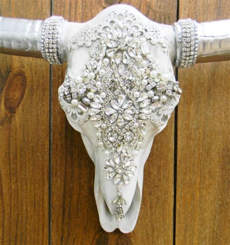 Faux Cow Skull Jeweled Cow Skull Painted Animal Skulls Etsy In 2021