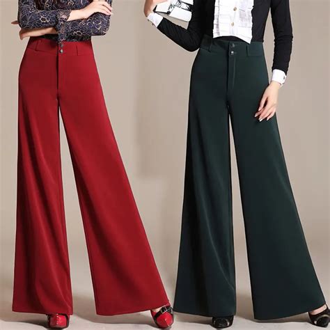 Autumn Womens Wide Leg Dress Pants Loose Trousers Baggy High Waist