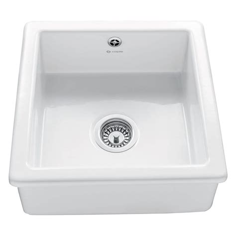 Caple Square Single Bowl Inset Or Undermount White Ceramic Kitchen Sink