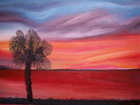 Palm Tree Sunset Painting By Nathan Sayre Pixels