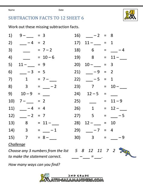 If you want the answers, either bookmark the worksheet or print the answers straight away. Free Subtraction Worksheets to 12