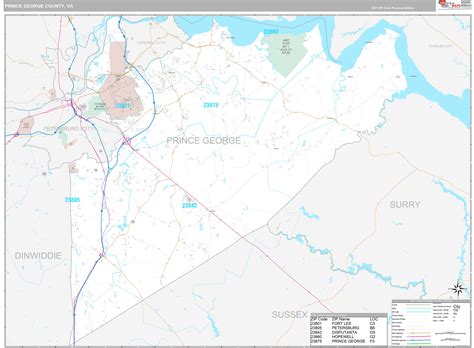 Prince George County Va Wall Map Premium Style By Marketmaps