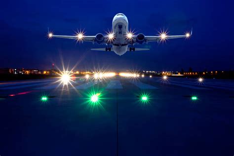 Airport Runway Night Stock Photos Pictures And Royalty Free