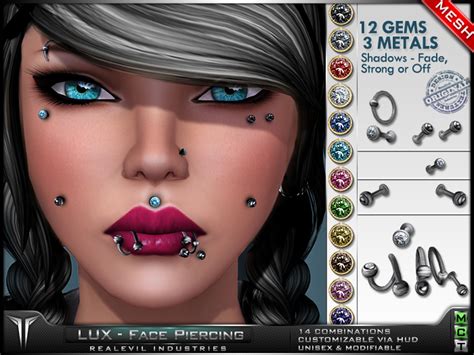 Second Life Marketplace Re Lux Face Piercings Set Mesh Lux