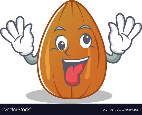 Crazy Almond Nut Character Cartoon Royalty Free Vector Image