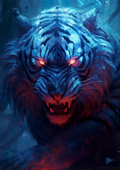 Wall Art Print Scary Tiger Dark Fantasy Ts And Merchandise Europosters