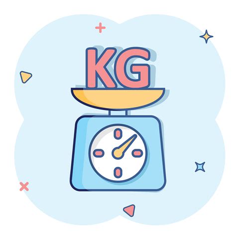Scale Icon In Comic Style Kilogram Dumbbell Cartoon Vector