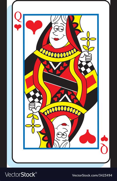 Cartoon Queen Hearts Playing Card Royalty Free Vector Image