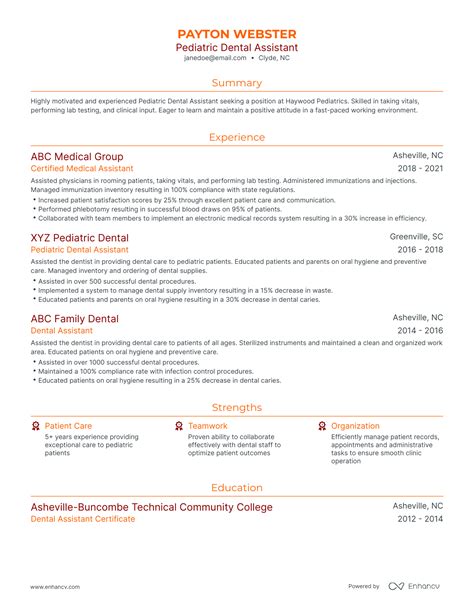 Pediatric Dental Assistant Resume Examples Guide For