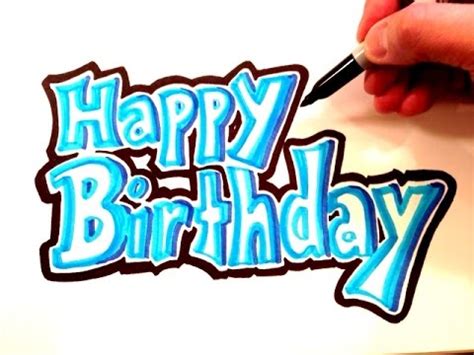 In this video i showed 5 easy ideas to decorate a letter for birthday and baby shower party at home.you can make it in your like. How to Draw Happy Birthday in Blue - YouTube