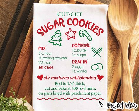 Sugar Cookie Recipe Svg Digital Download Print File Cricut Etsy