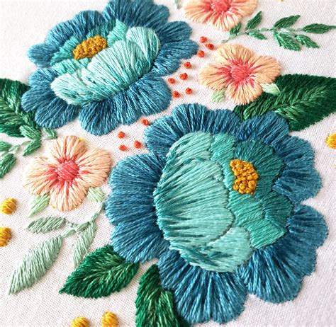 Blue Floral Roses Digital Embroidery Pattern Rose Embroidery Pattern