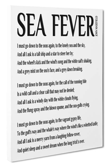 Sea Fever By John Masefield Canvas Print Wall All Typography Poem Word