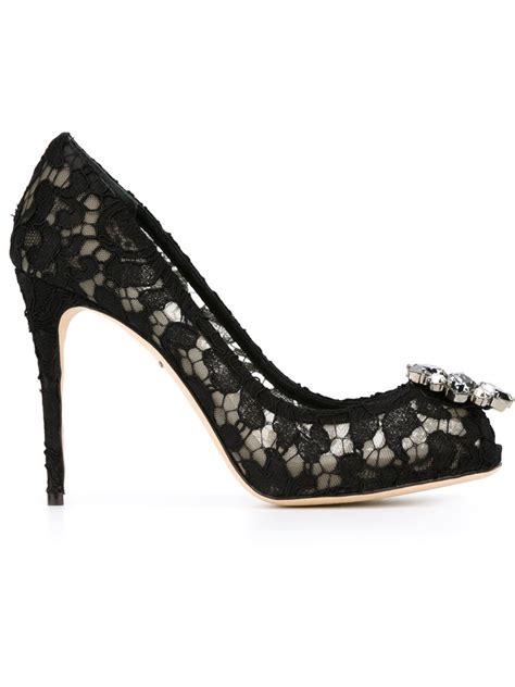 Dolce And Gabbana Floral Lace Pumps In Black Lyst
