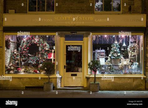 Scotts Of Stow Shop Christmas Window Display In The Early Morning Stow