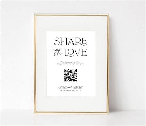 Modern Luxe Share The Love Photo Sign With Qr Code Guest Etsy In 2022