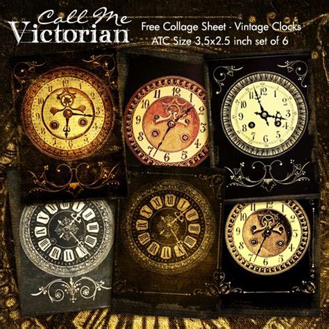 Free Digital Collage Sheet Vintage Clocks Atc Cards Collage Sheet