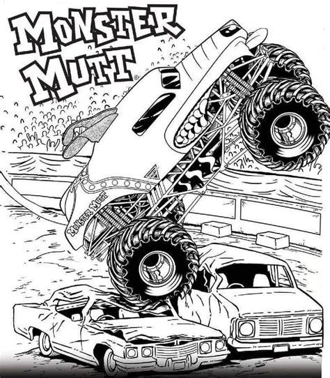 Free Printable Monster Jam Coloring Pages Monster Mutt | Monster truck