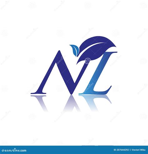 Letra Inicial Nl Com Logotipo Folha Azul Natureza E Logotipo Ambiental