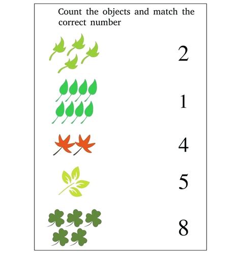 Count The Numbers And Match Number Matching Worksheets For Kids