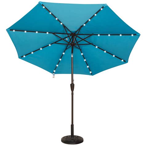 Solar Powered 32 Led Lighted Outdoor Patio Umbrella With Crank And Tilt