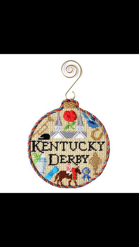 Kirk & Bradley Kentucky Derby needlepoint Travel Round. | Beaded cross
