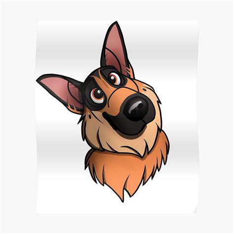 Cartoon German Shepherd Head Drawing / Illustration of head of malamute