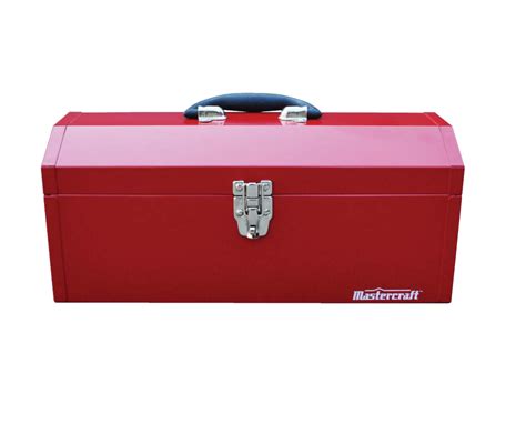 Mastercraft Portable Metal Hip Roof Tool Box W Removable Tray Red 17