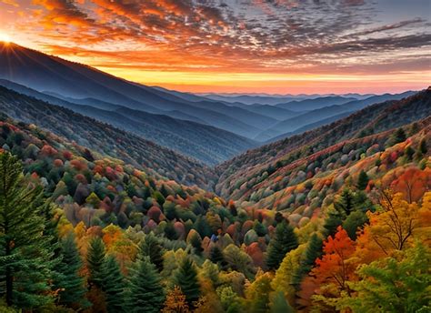 Premium Ai Image Great Smoky Mountains National Park Scenic Sunrise