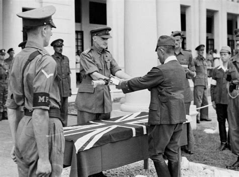 Formal Surrender By Japanese General Itagahi Of His Sword Kuala Lumpur