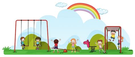 Free Vector Children Playing At Playground