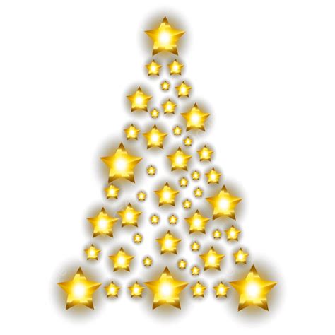 Merry Christmas Gold Star Tree With Light Effect Golden Snowflake