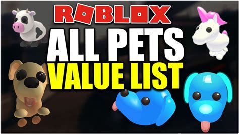 All Pets Value List In Adopt Me Youtube