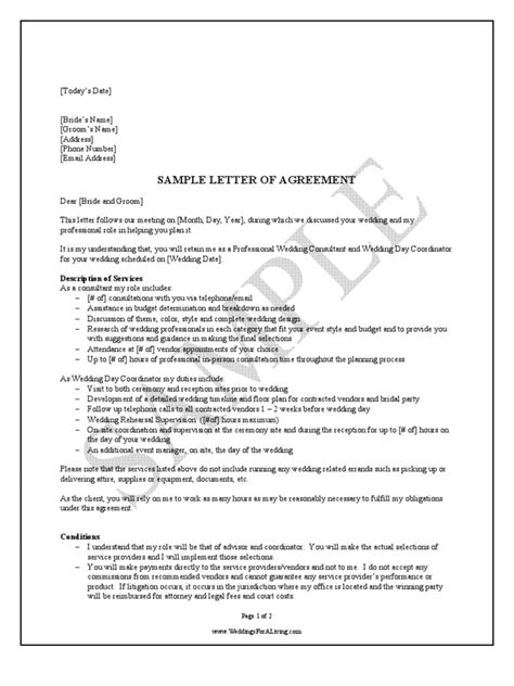 Sample leave request letter to attend a wedding ceremony (to work). Sample Wedding Planner Contract | Wedding | Attorney's Fee