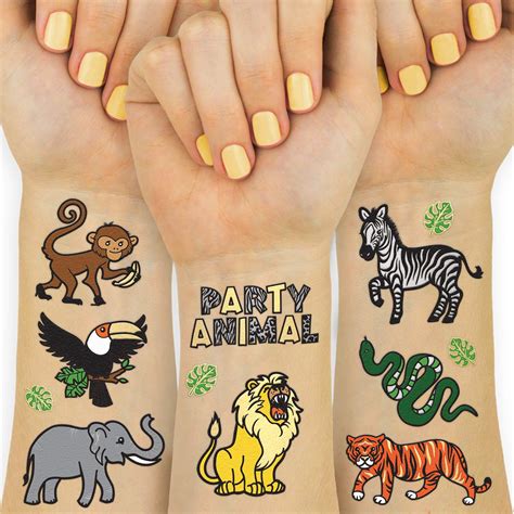 Buy Xo Fetti Jungle Temporary Tattoos For Kids 30 Styles Zoo Boys