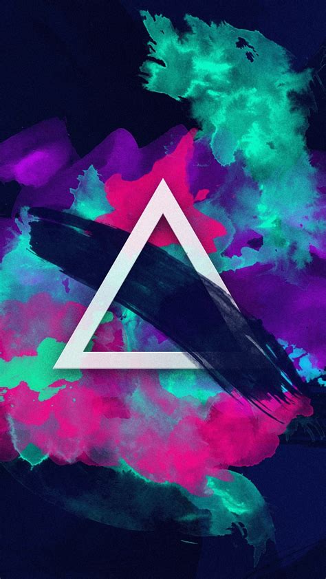 Download 1080x1920 Wallpaper White Triangle Paint Colorful Neon